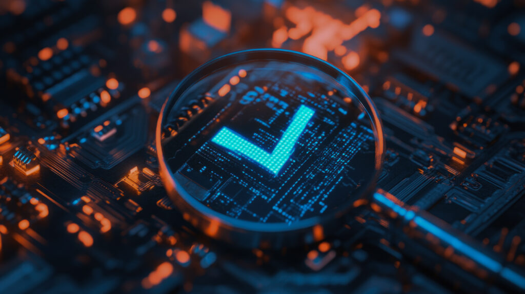 Magnifying Glass Circuit Board With Check Mark 1 2